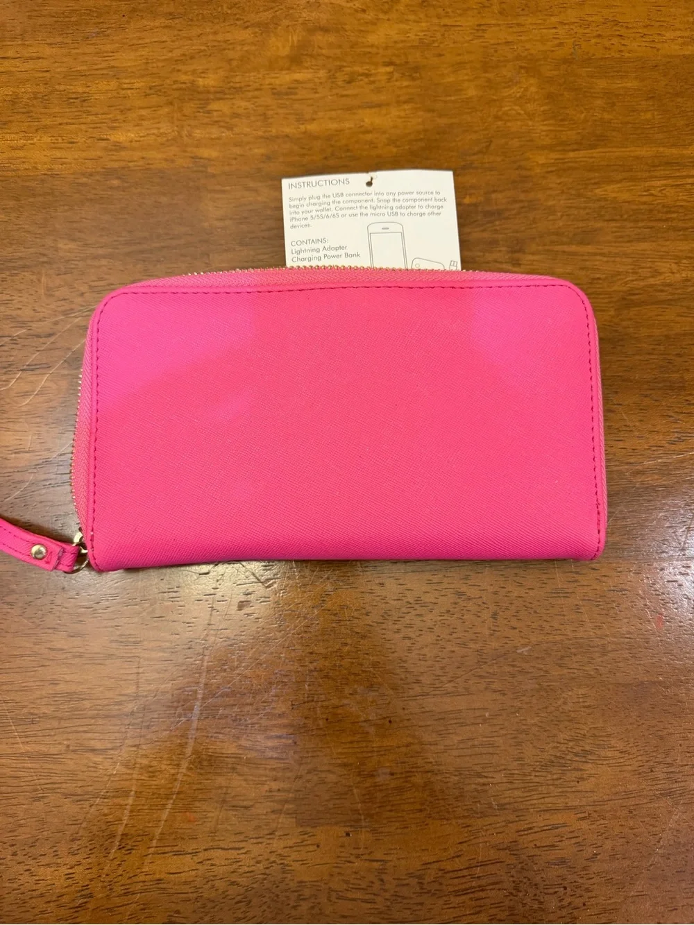 Adrienne Vittadini Hot Pink Zip Wristlet Clutch